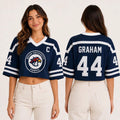 Off Campus Merch 2026 GRAHAM #44 Briar University Hawks Cropped V-Neck Shirt Fan Gifts - Merchluma