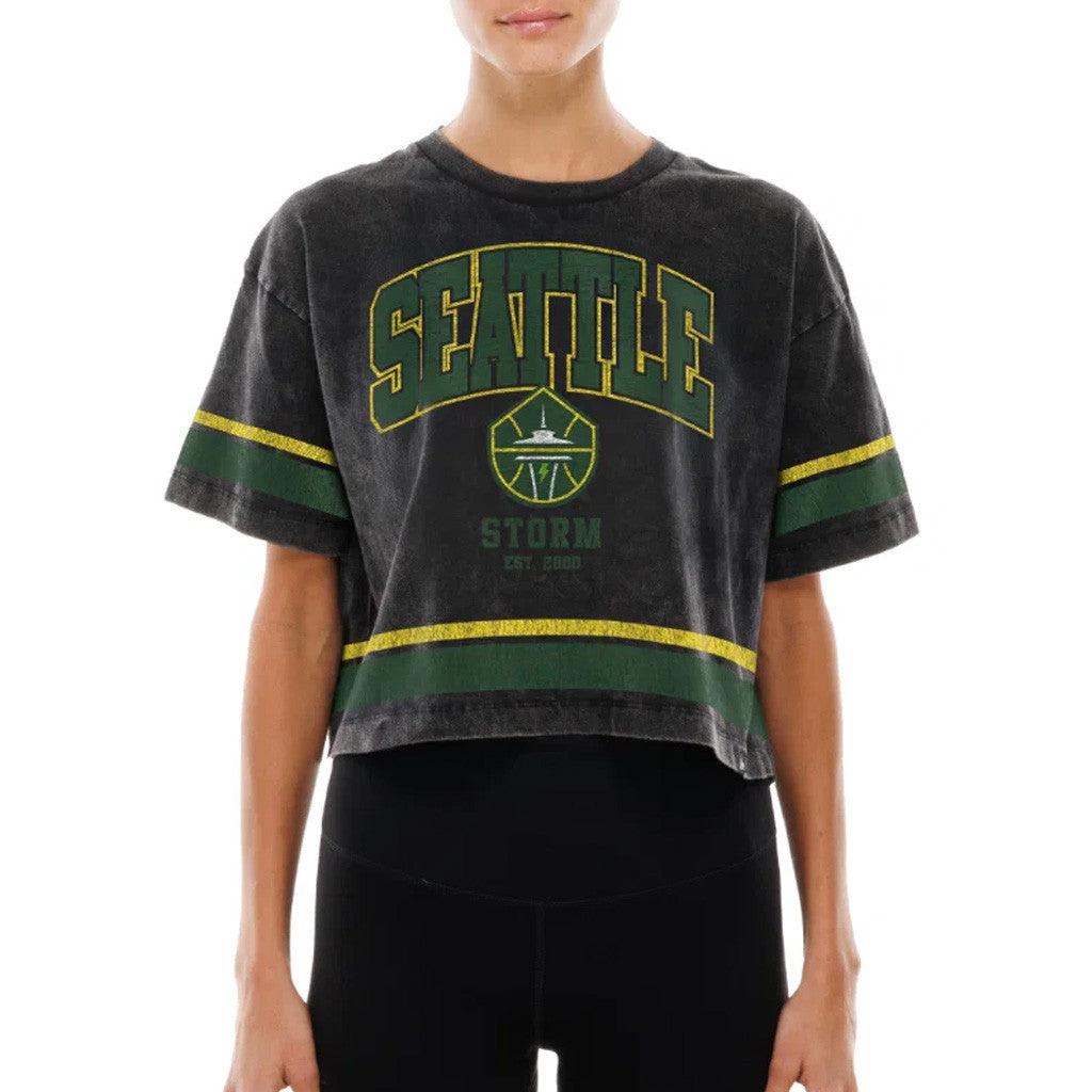 Seattle Storm Merch 2026 New Era Womens Seattle Stripe Crop Tee Basketball Fan Gift For Her - Merchluma