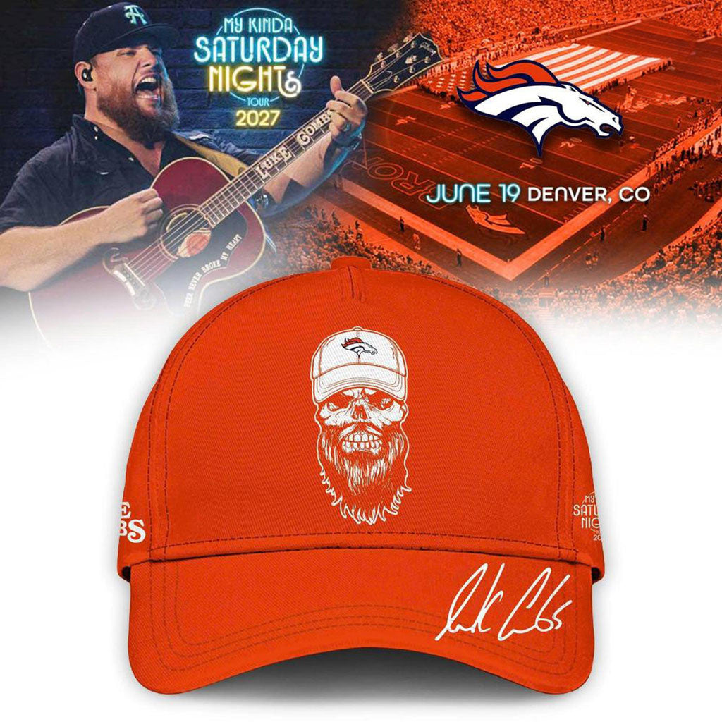 Luke Combs x Denver Broncos Merch My Kinda Saturday Night Tour 2027 Hat Gifts For Music Fans - Merchluma