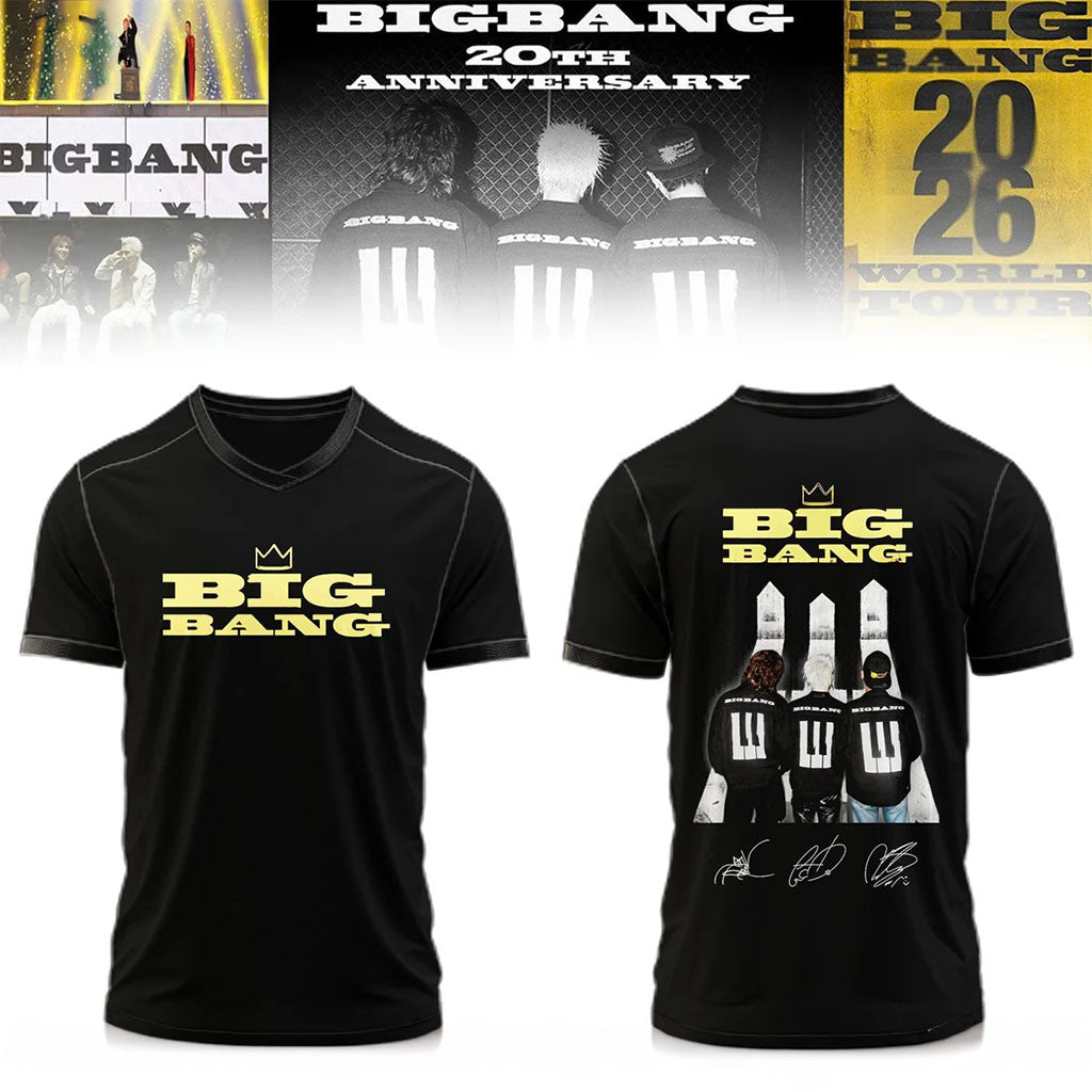 BIGBANG World Tour Merch BIGBANG 20th Anniversary V-Neck T-Shirt Gifts For Music Fans - Merchluma