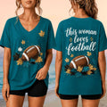 This Woman Love Football V-Neck Shirt Autumn Fall Outfit Presents For Football Lovers - Merchluma