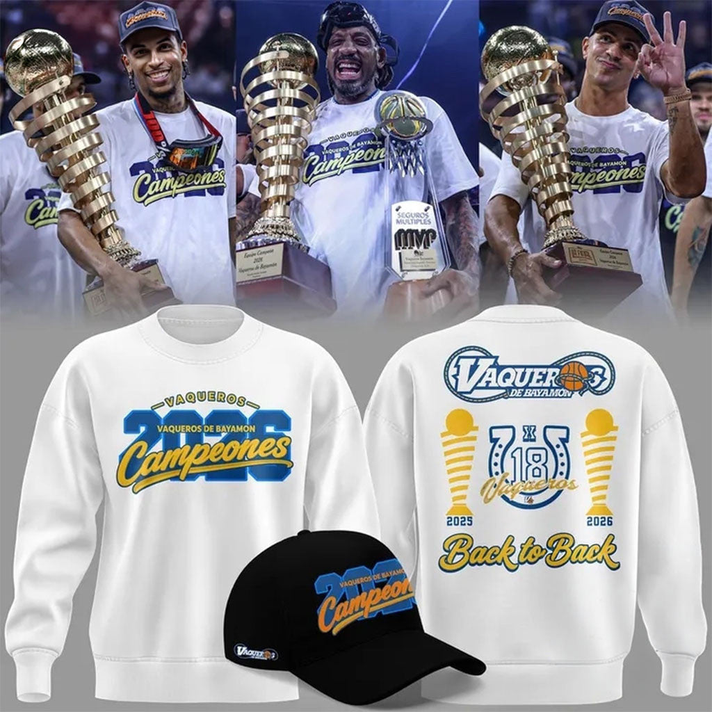 Vaqueros de Bayamon Merch 2026 BSN Champions Sweatshirt White Presents For Basketball Fans - Merchluma