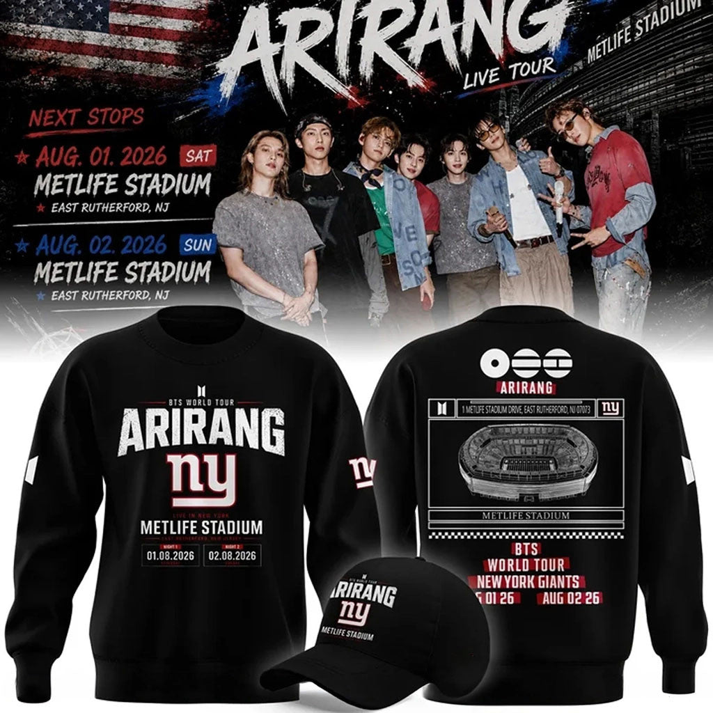 New York Giants X BTS World Tour Arirang Sweatshirt NY Giants Merch Gifts For Football Fan - Merchluma