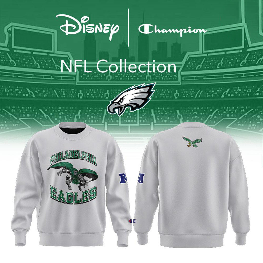 Philadelphia Eagles x Disney Champion NFL Main Character Energy Sweatshirt Eagles Merch - Merchluma