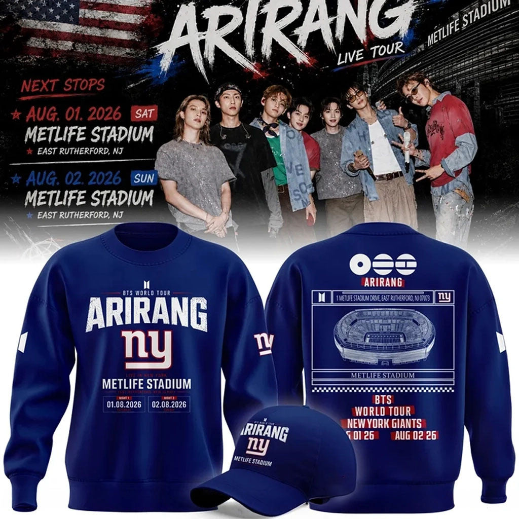 NY Giants X BTS World Tour Arirang Sweatshirt New York Giants Merch Gift For Football Lovers - Merchluma