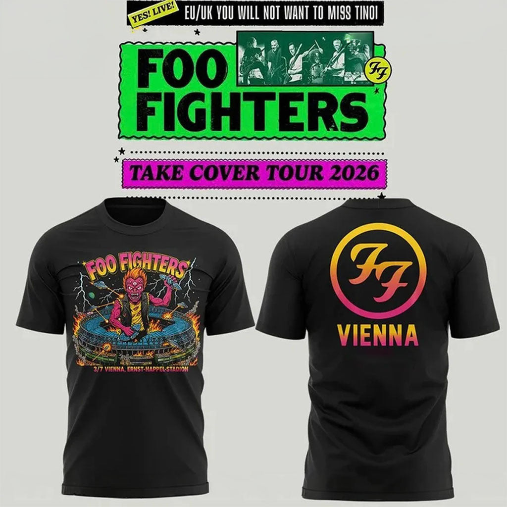 Foo Fighters Take Cover Tour 2026 At Ernst Happel Stadion Vienna Shirt Foo Fighters Merch - Merchluma