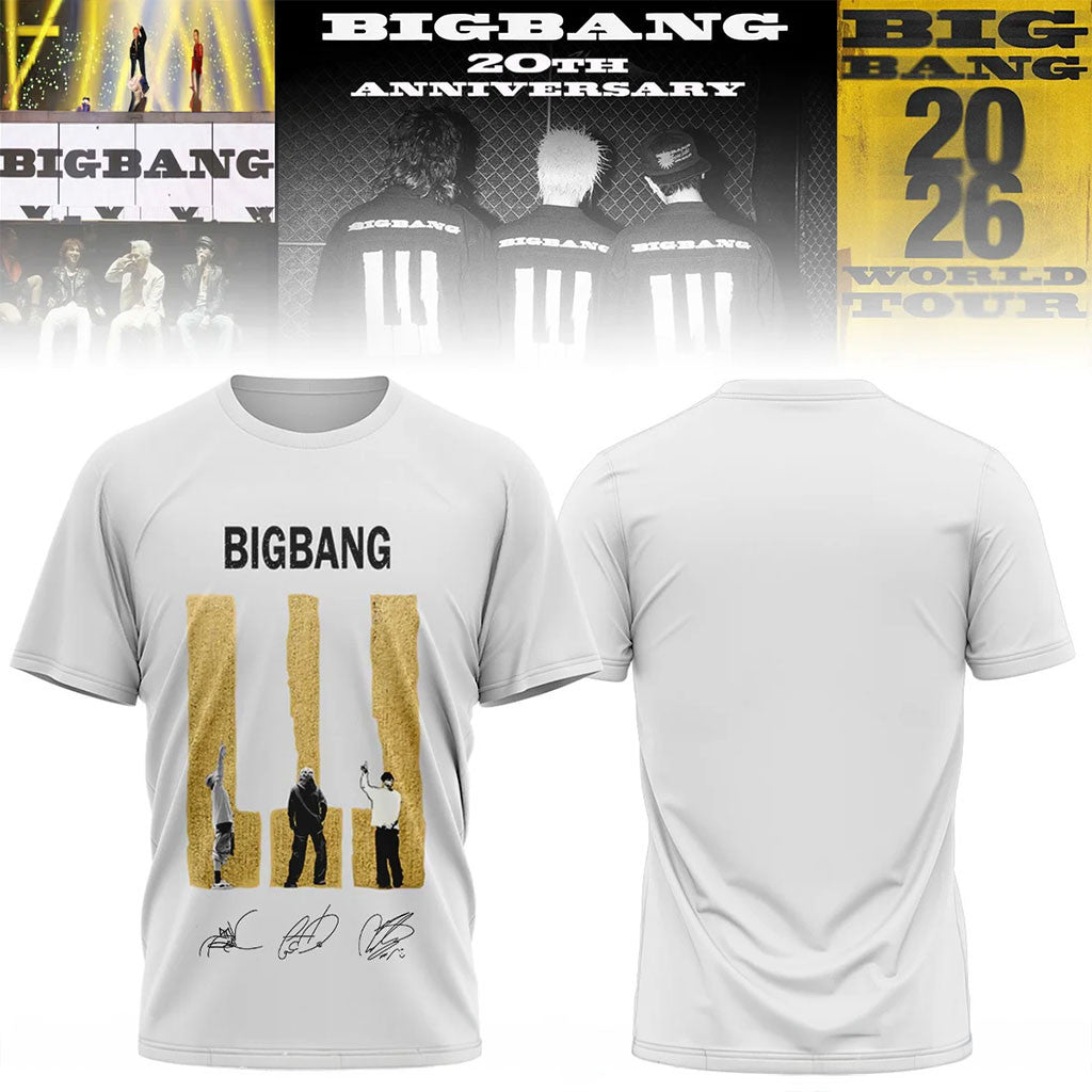 BIGBANG Merch BIGBANG World Tour 20th Anniversary T-Shirt White Gifts For Kpop Fans - Merchluma