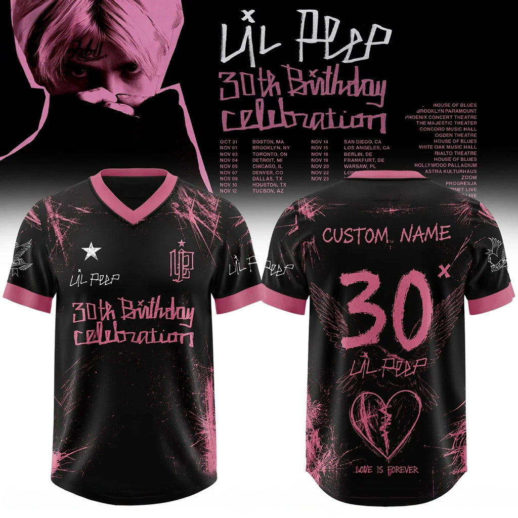 Custom Lil Peep 30Th Birthday Celebration Jersey Love Is Forever Jersey Lil Peep Tour Merch - Merchluma