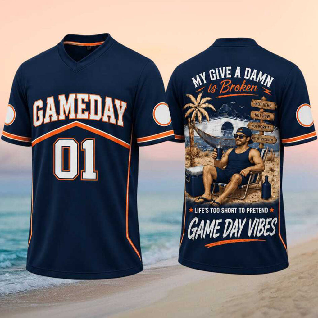 My Give A Damn Is Broken Game Day Vibes V-Neck Shirt Chill Beach Life Shirt Football Fan Gifts - Merchluma
