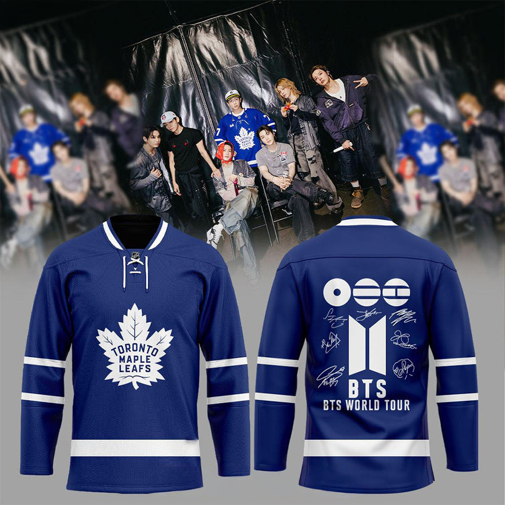 Toronto Maple Leafs 2026 BTS Arirang World Tour Hockey Jersey TM Leafs Merch Fans Gifts - Merchluma