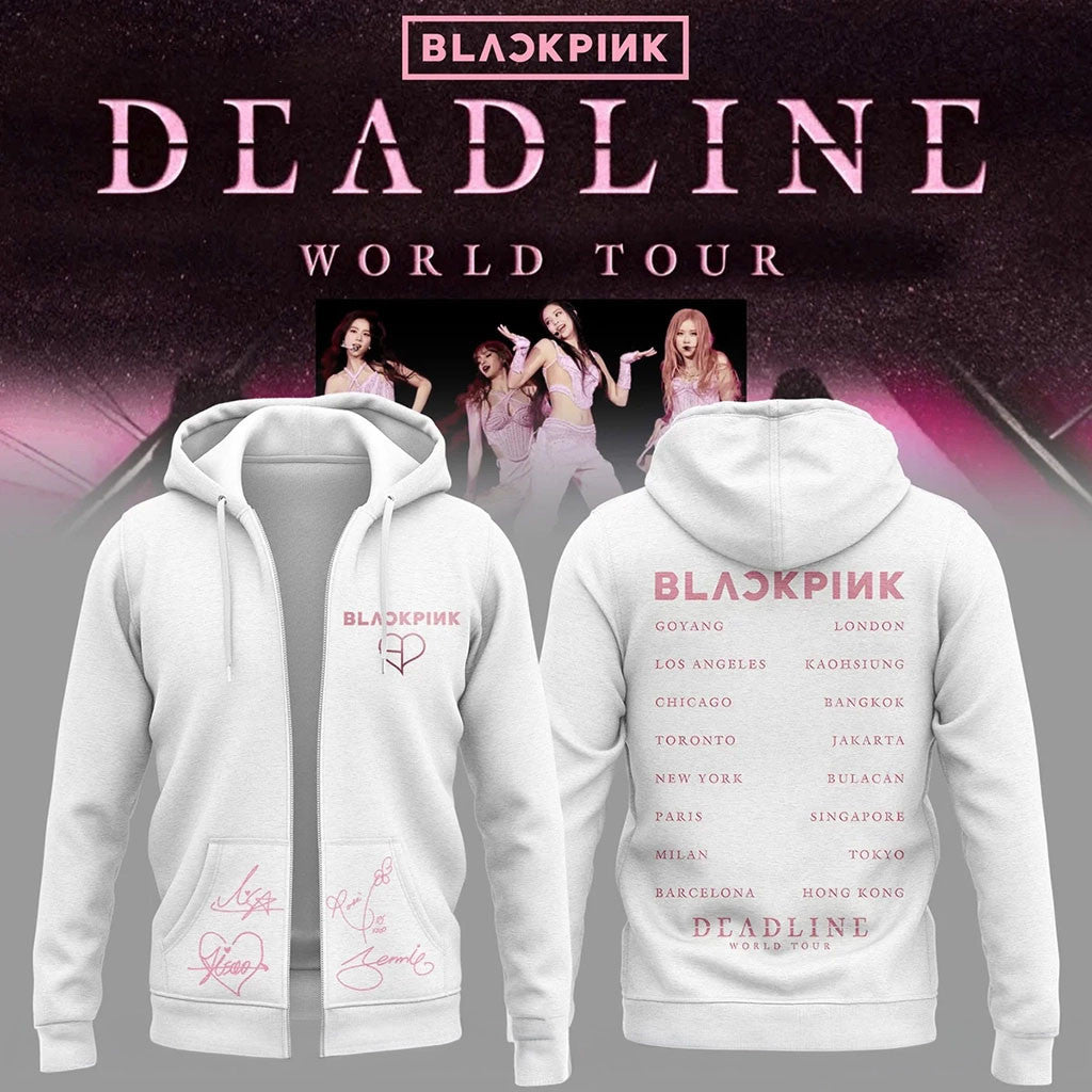 BlackPink Merch Deadline World Tour 2026 Signature Zip Hoodie Gifts For Kpop Fans - Merchluma