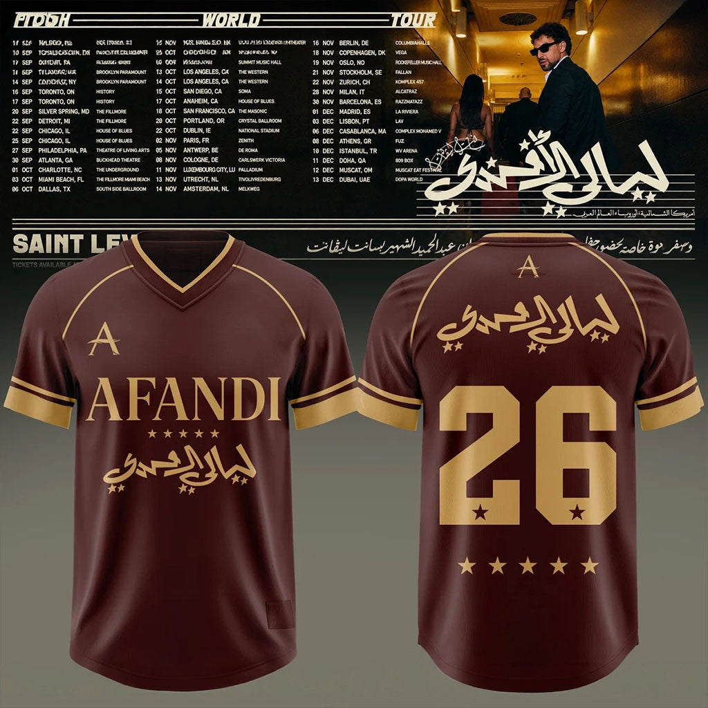 Saint Levant Afandi World Tour 2026 V-Neck Jersey Saint Levant Merch Arabic Artist Fan Gift - Merchluma