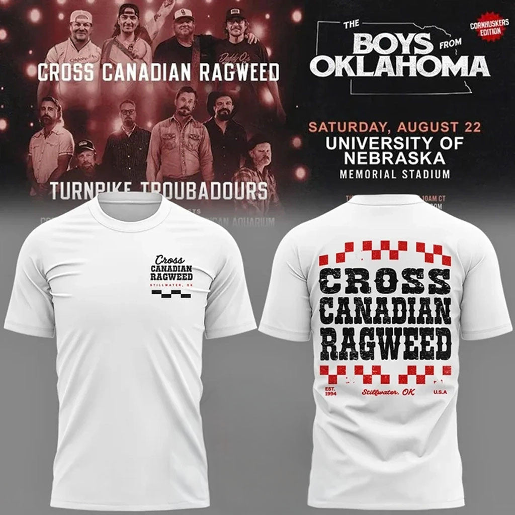 Cross Canadian Ragweed X Nebraska 2026 Shirt White Cross Canadian Ragweed Merch Fan Gear - Merchluma