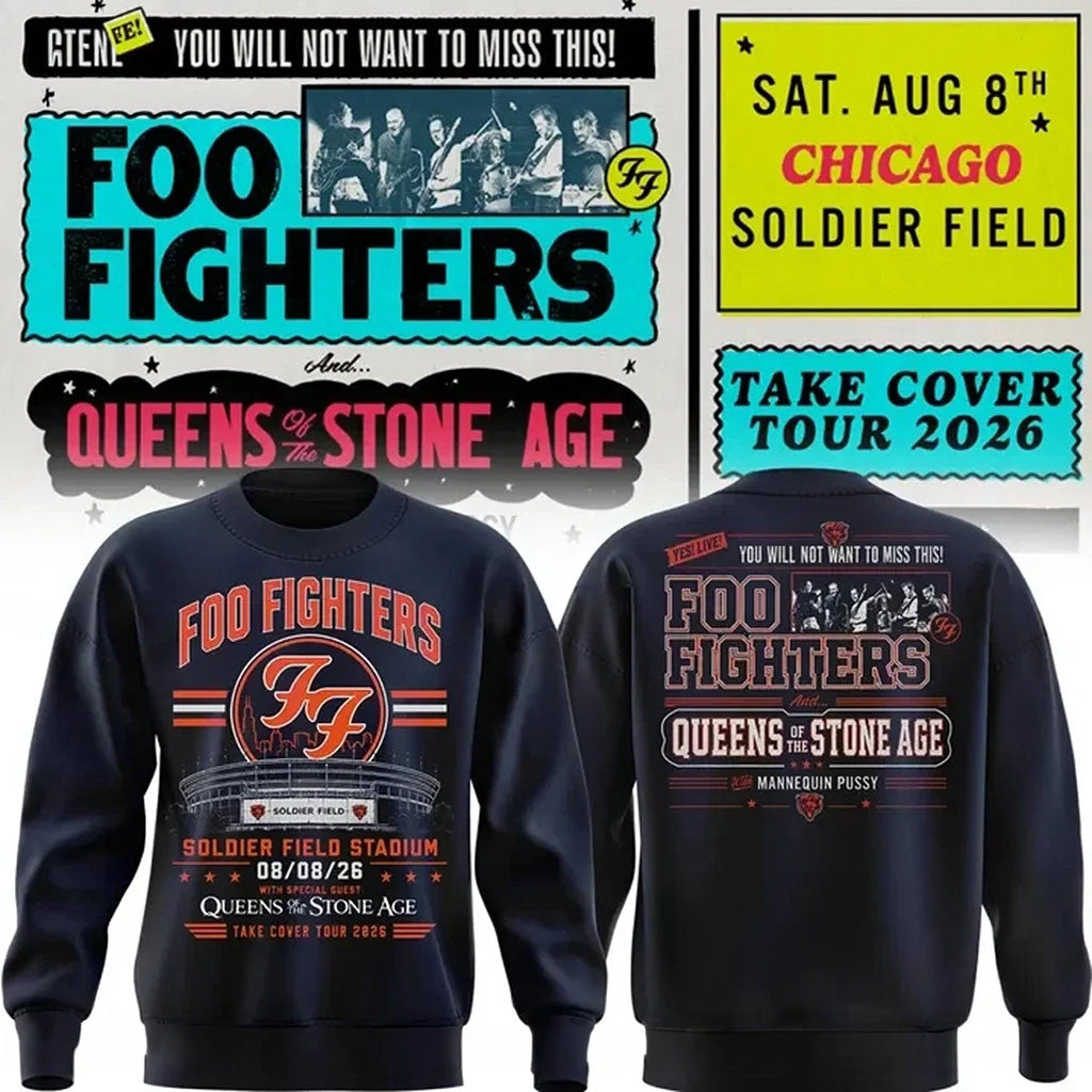 Foo Fighters X Soldier Field Take Cover Tour 2026 Sweatshirt Foo Fighters Merch Fans Gifts - Merchluma