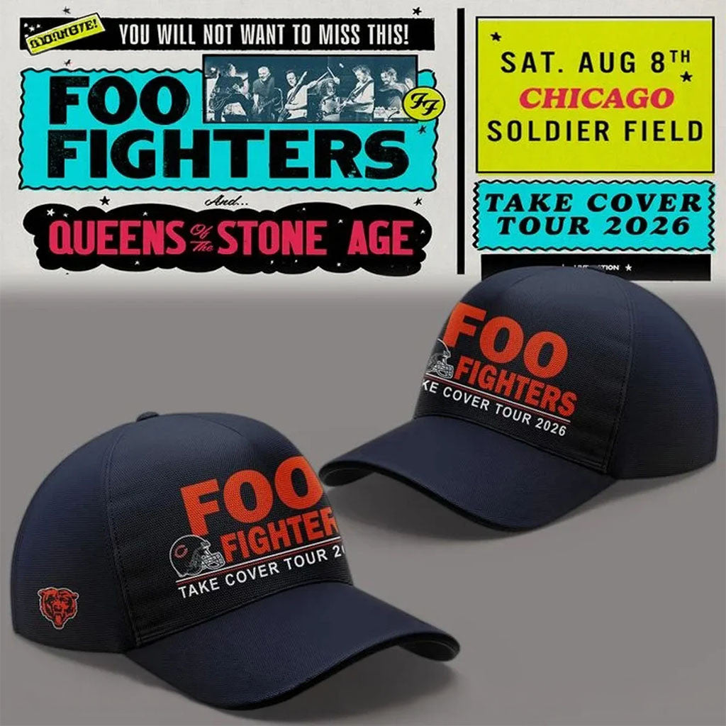 Chicago Bears x Foo Fighters Take Cover Tour 2026 Hat Foo Fighters Merch Gifts For Rock Fans - Merchluma