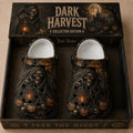 Grim Reaper Dark Harvest Halloween Clogs Gothic Footwear Spooky Horror Gifts - Merchluma