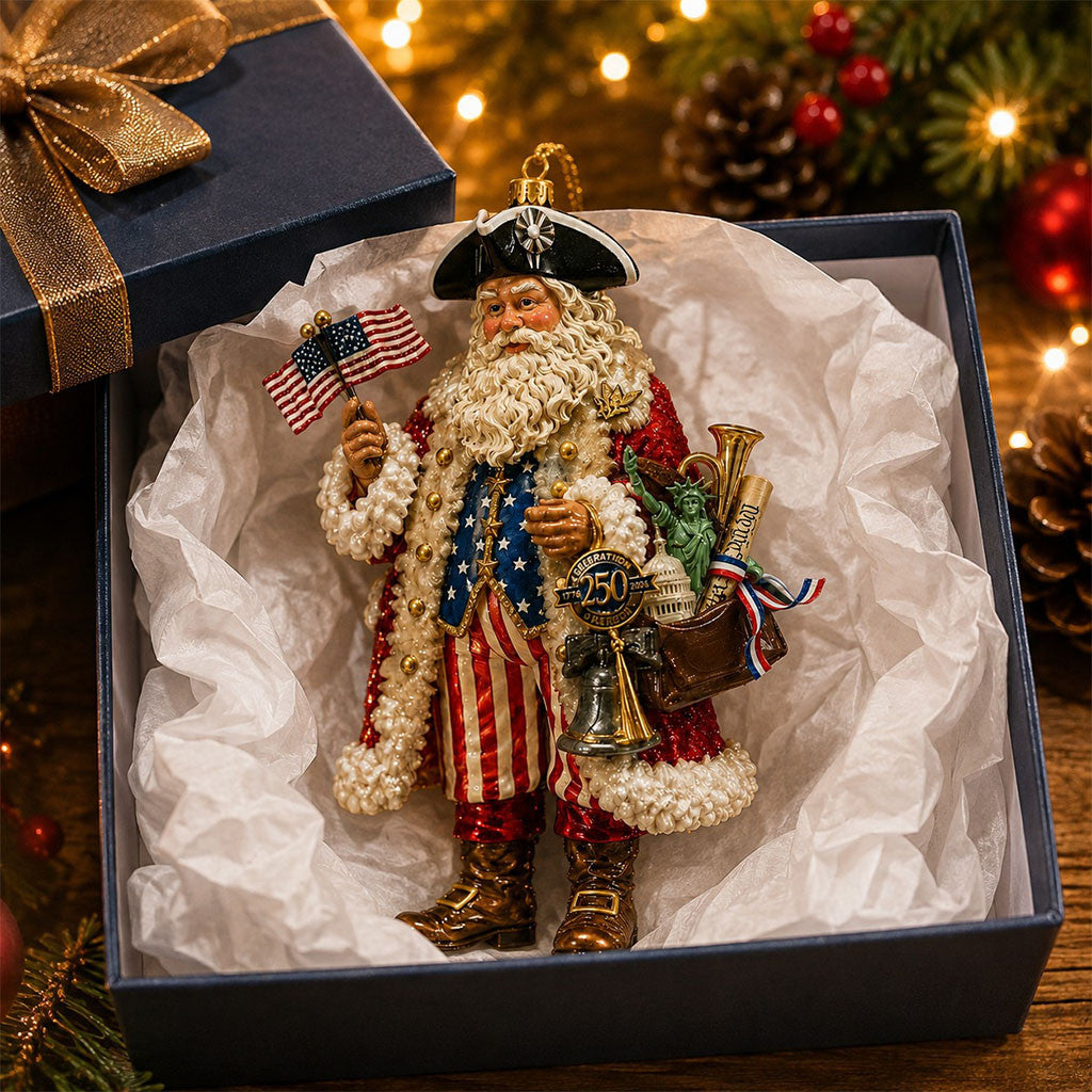 250th Anniversary Santa Claus Christmas Tree Ornament Xmas Tree Hanging Decor Patriotic Gifts - Merchluma