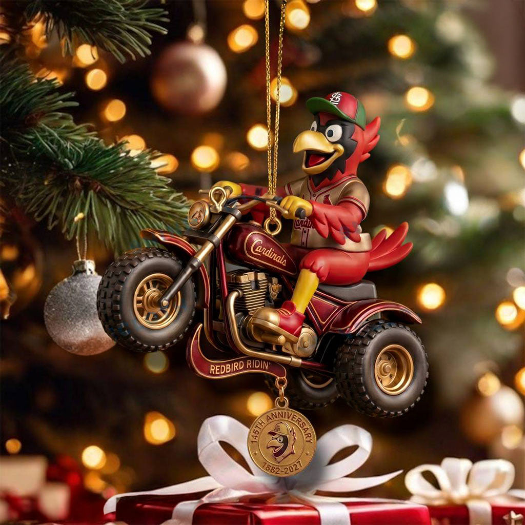Cardinals 145th Anniversary Redbird Ridin Ornament St Louis Cardinals Merch Xmas Tree Decor - Merchluma
