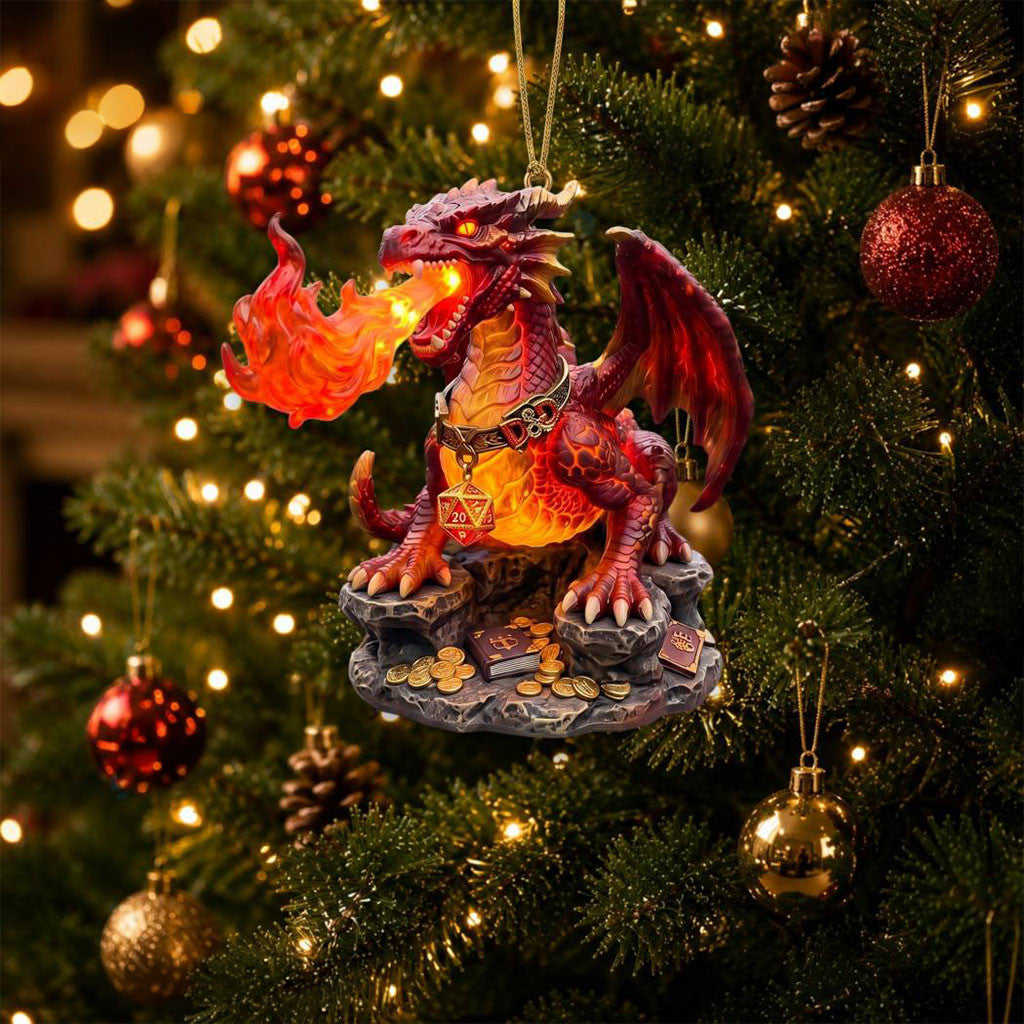 Dungeons And Dragon 50th Anniversary Ornament Fire Breathing Dragon Christmas Tree Decoration - Merchluma