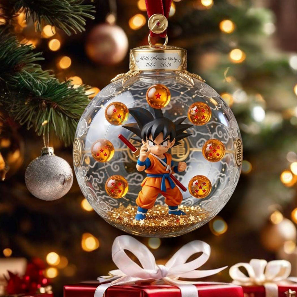 Goku 40th Anniversary Snow Globe Christmas Ornaments Dragon Ball Z Holiday Tree Decoration - Merchluma