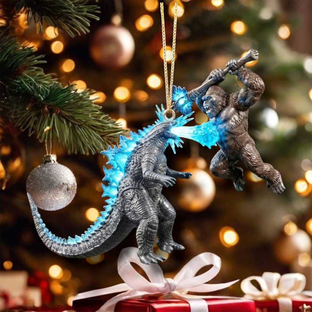 Kaiju King Vs Kong Battle Ornament Monster Battle Holiday Tree Decoration Movie Fan Gift - Merchluma