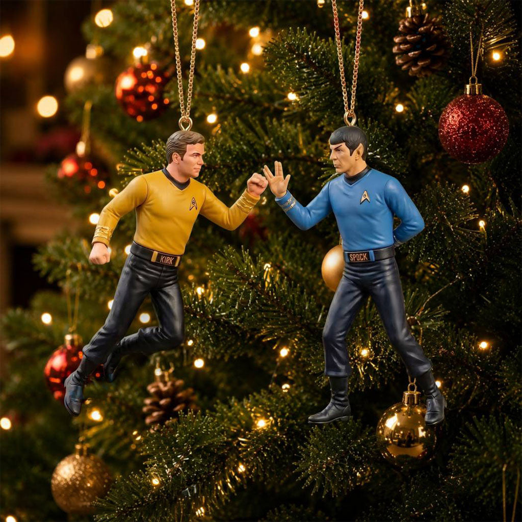 Star Trek Kirk and Spock Christmas Tree Ornament USS Enterprise Holiday Tree Decoration Gift - Merchluma