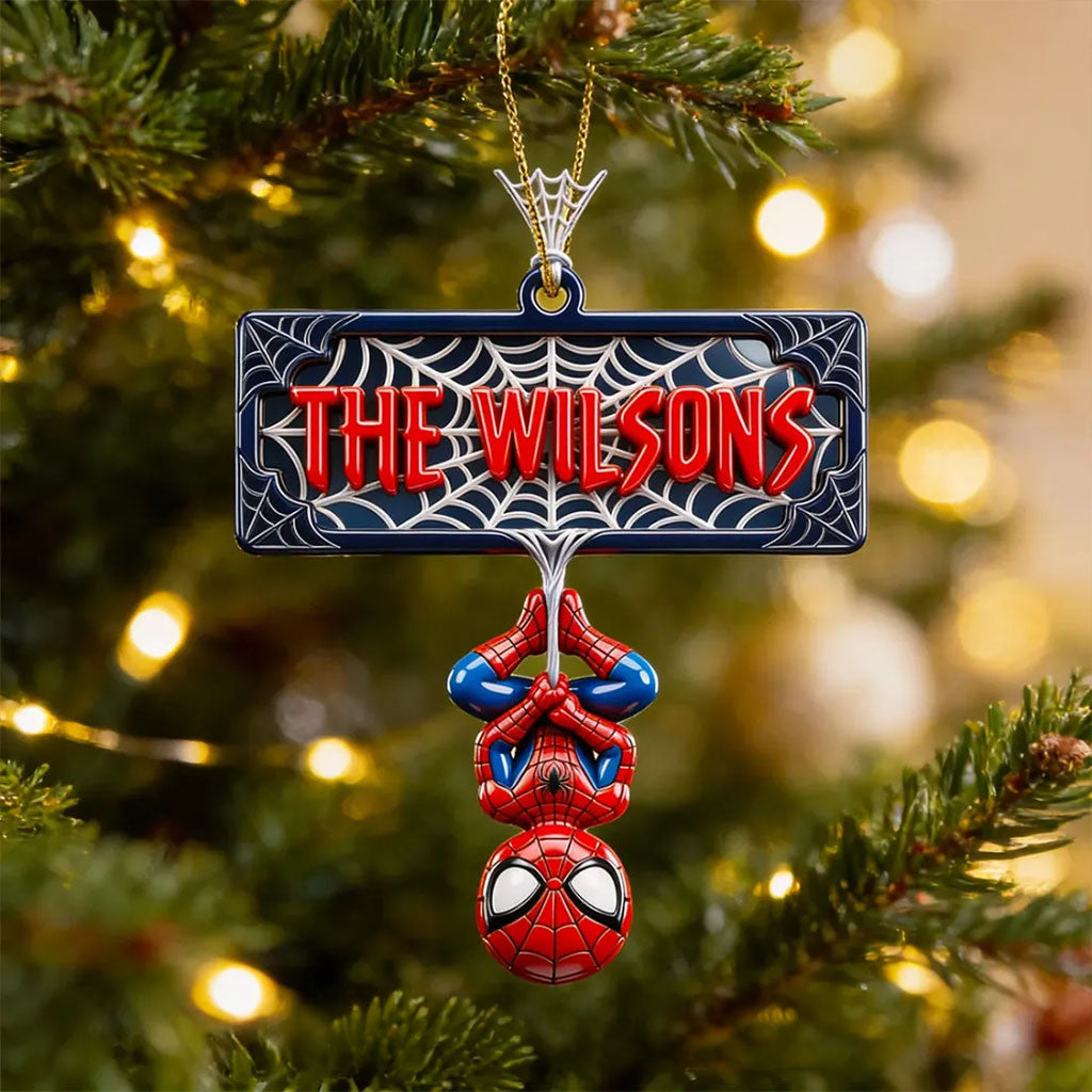 Personalized Spider-Man Web Acrylic Ornament Holiday Tree Decoration Superhero Fan Gift - Merchluma