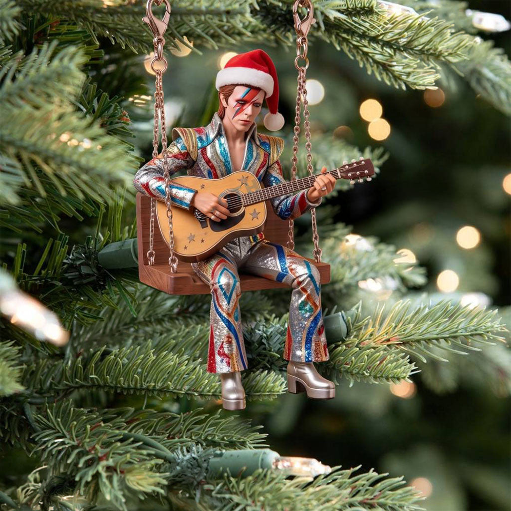 David Bowie Swing Christmas Ornament Xmas Tree Hanging Decor David Bowie Merch Music Fan Gifts - Merchluma