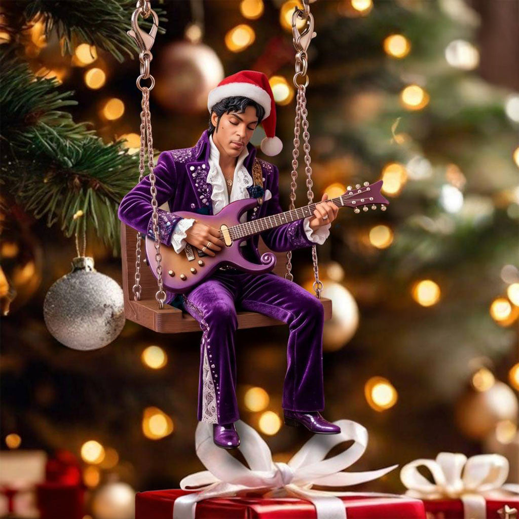 Prince Swing Christmas Ornament Purple Rain Guitar Prince Merch Music Fan Gift Holiday Decor - Merchluma