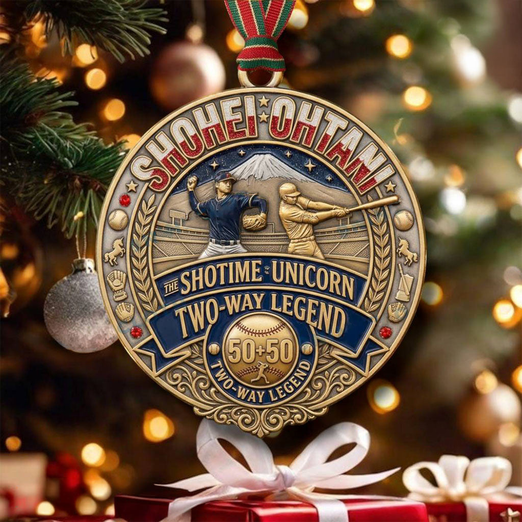 Shohei Ohtani The Shotime Unicorn Two-way Legend Ornament Shohei Ohtani Merch Xmas Tree Decor - Merchluma
