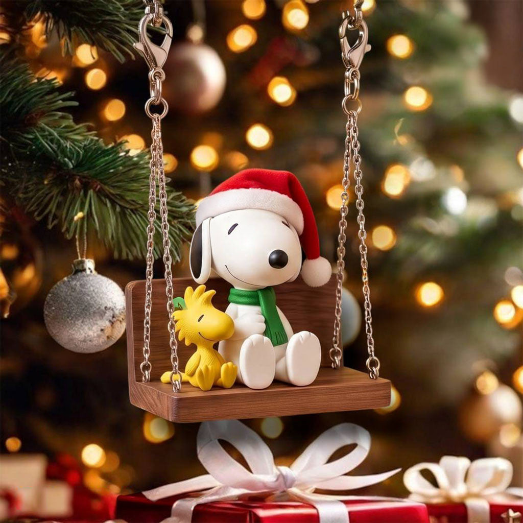 Snoopy Swing Christmas Ornament Peanuts Holiday Tree Decor Cute Cartoon Fan Gift - Merchluma