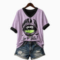 2026 Come In For A Bite Vampire Lips V-Neck Shirt Halloween Apparel Gift For Her - Merchluma