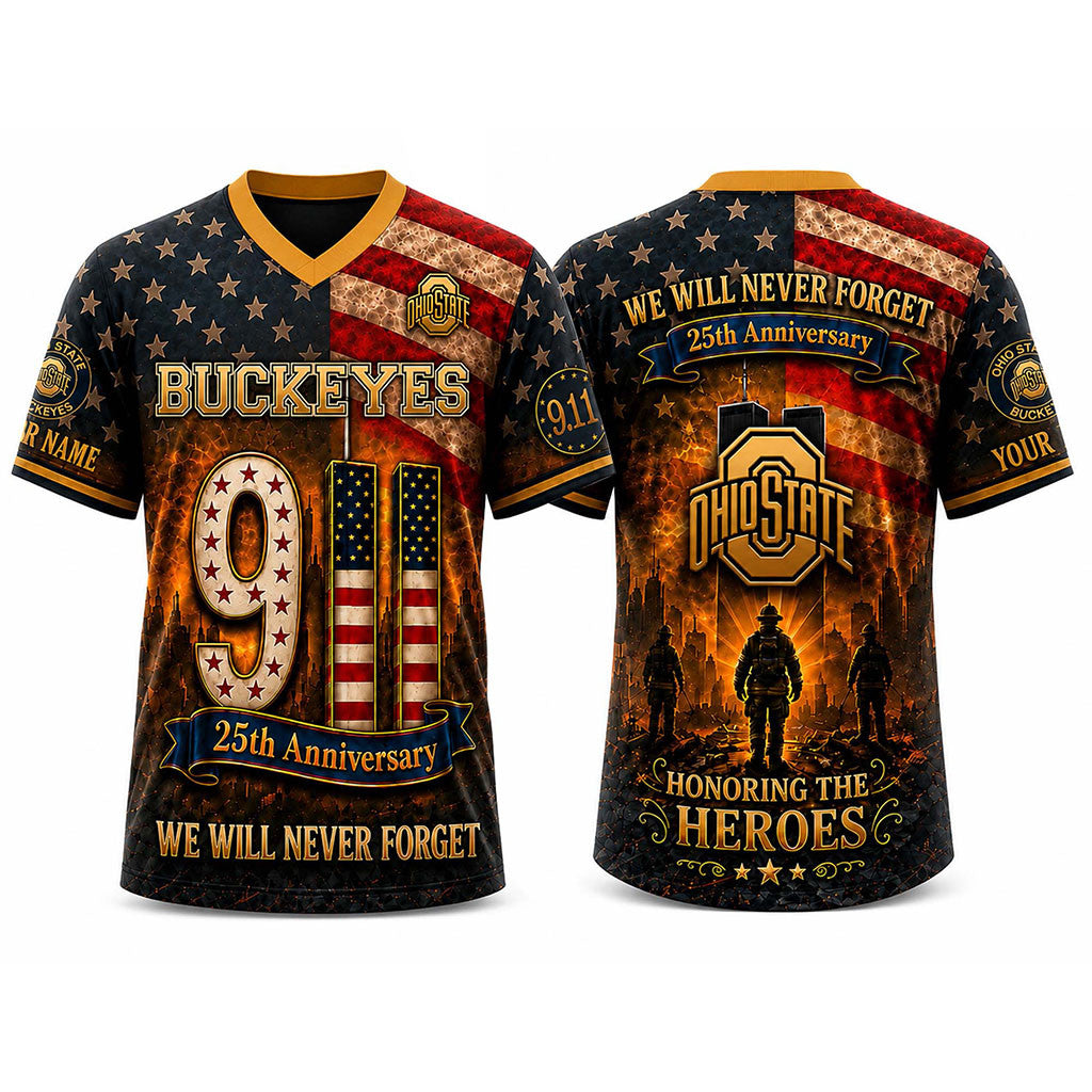 Personalized 2026 Buckeyes 25th Anniversary We Will Never Forget Honoring The Heroes Jersey - Merchluma