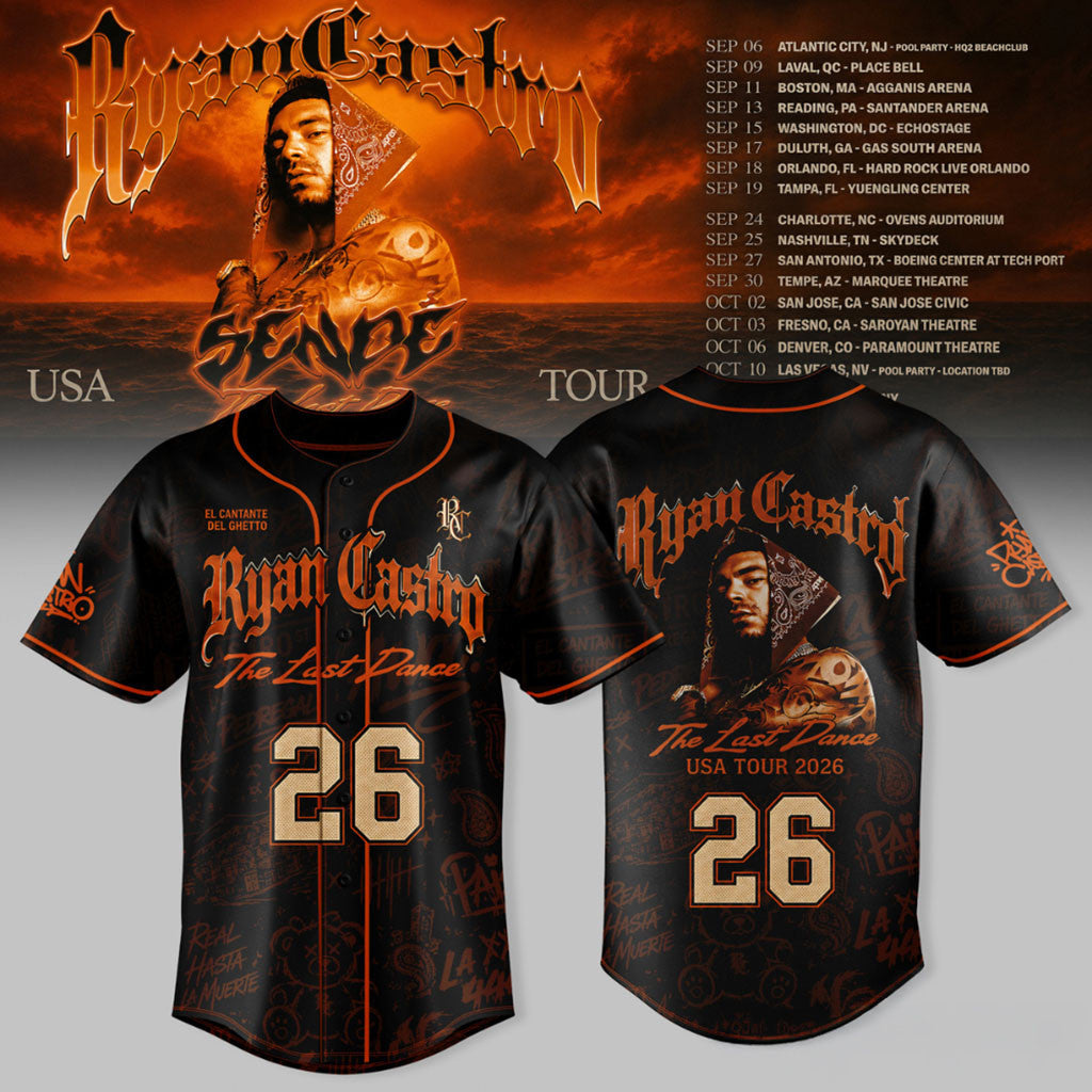 Ryan Castro Merch Sende The Last Dance USA Tour 2026 Baseball Jersey Best Gifts For Music Lovers - Merchluma