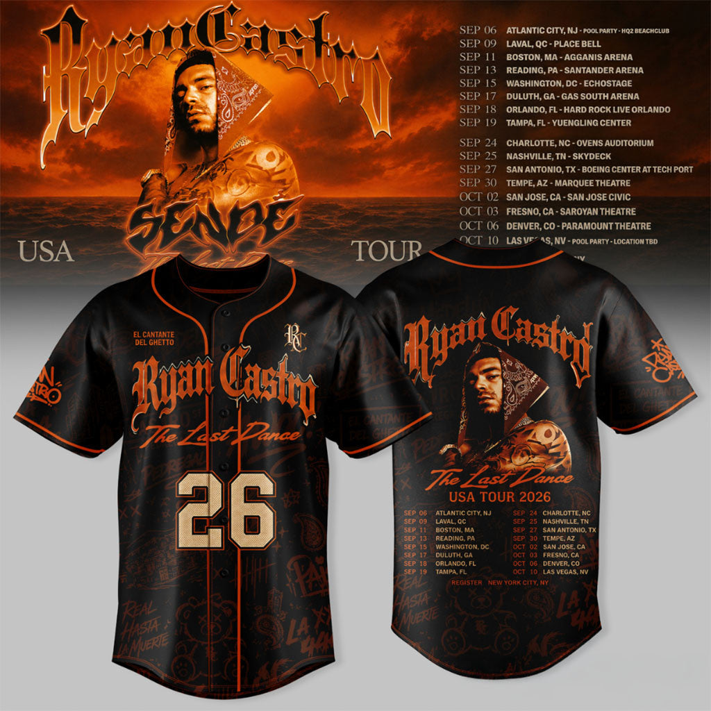 Ryan Castro Merch Sende The Last Dance USA Tour 2026 Baseball Jersey Music Lovers Gifts - Merchluma