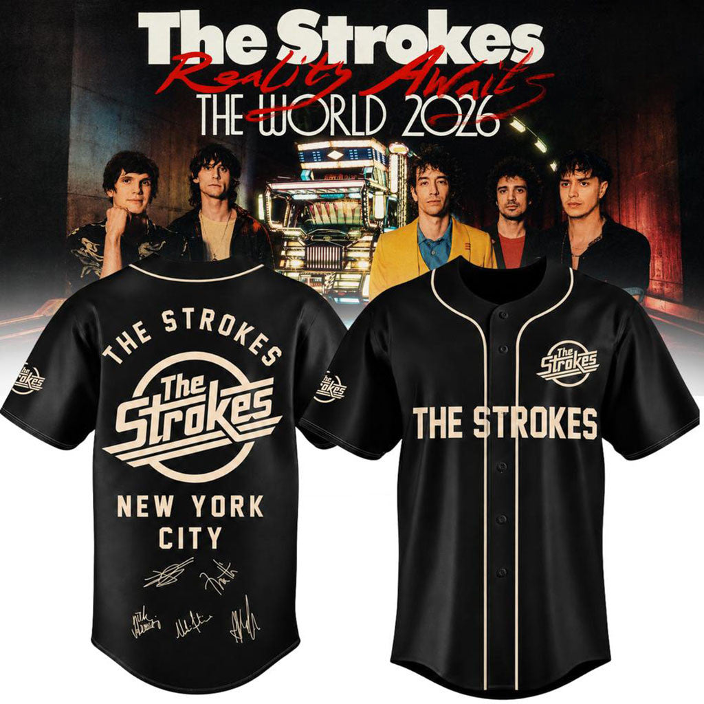 The Strokes Reality Awaits Tour 2026 NYC Signature Baseball Jersey The Strokes Merch Fan Gear - Merchluma