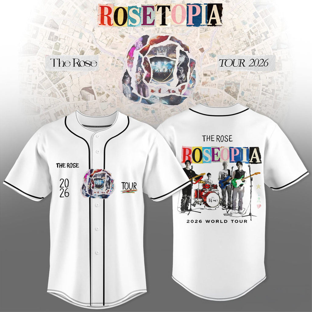 Rosetopia The Rose Tour 2026 Live Session Baseball Jersey White The Rose Merch Rock Fan Gear - Merchluma