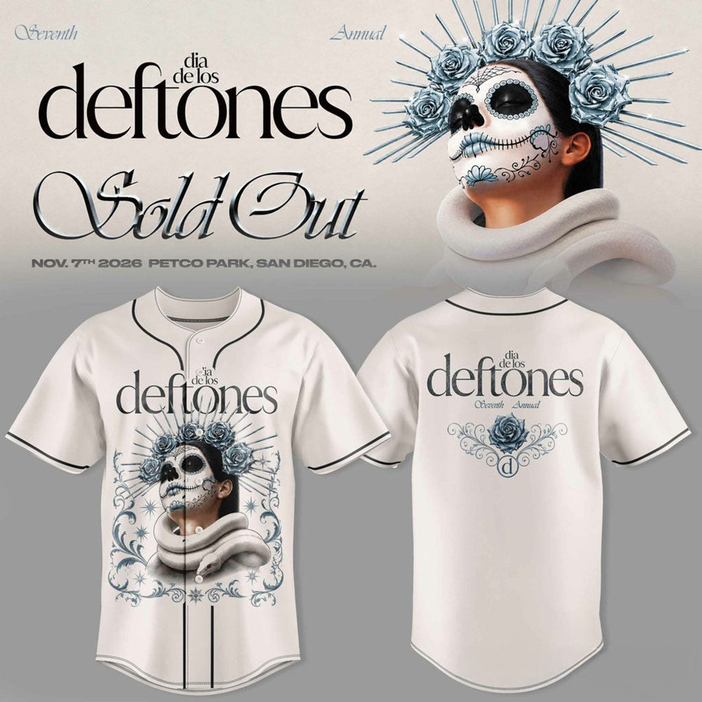 Deftones Merch 2026 Seventh Annual Dia De Los Deftones Dark Surrealist Art Baseball Jersey - Merchluma