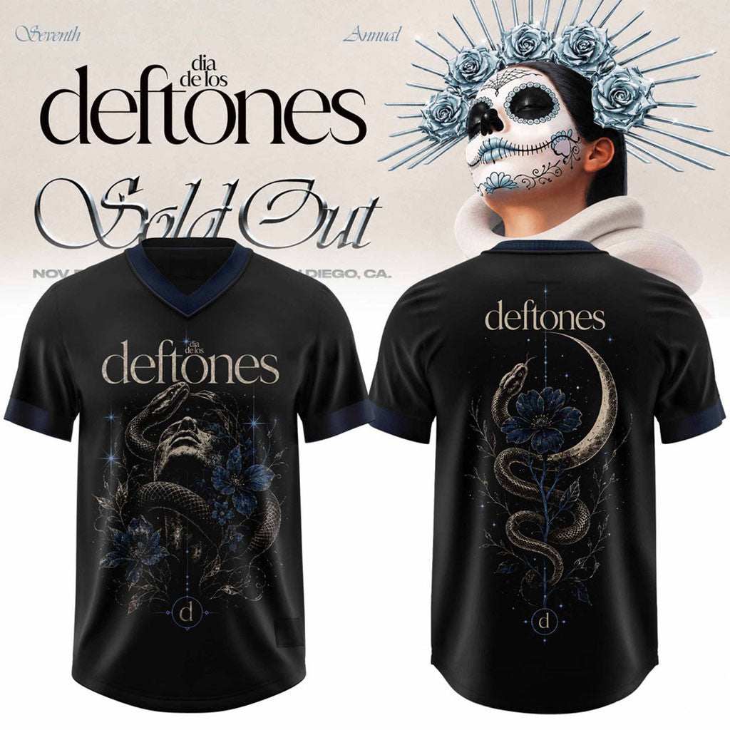 Deftones Merch 2026 Seventh Annual Dia De Los Deftones Celestial Gothic V-Neck Jersey Fan Gifts - Merchluma
