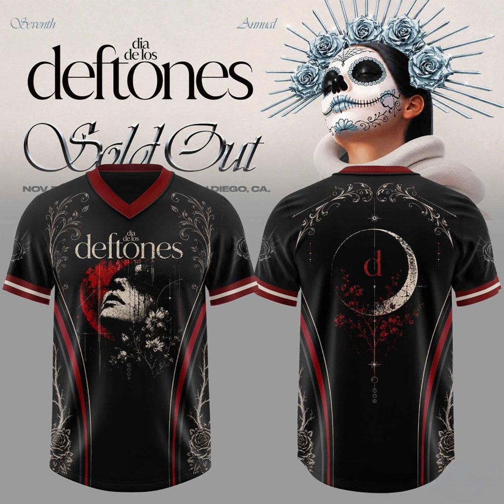 Deftones Merch 2026 Seventh Annual Dia De Los Deftones Floral Vines V-Neck Jersey Fan Gifts - Merchluma