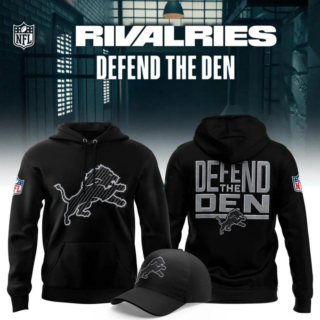 Detroit Lions Defend the Den 2026 Rivalries Graphic Hoodie Detroit Lions Merch Football Fan Gear - Merchluma
