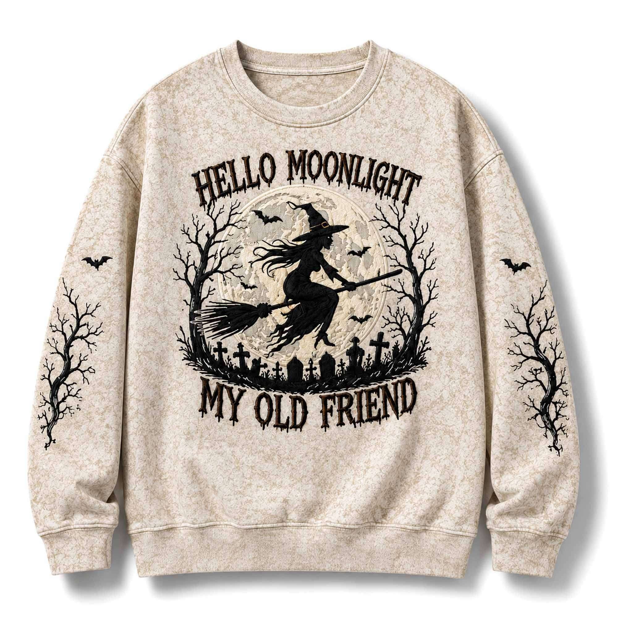 2026 Hello Moonlight My Old Friend Witch Sweatshirt Halloween Clothing Gift For Witches Lover - Merchluma