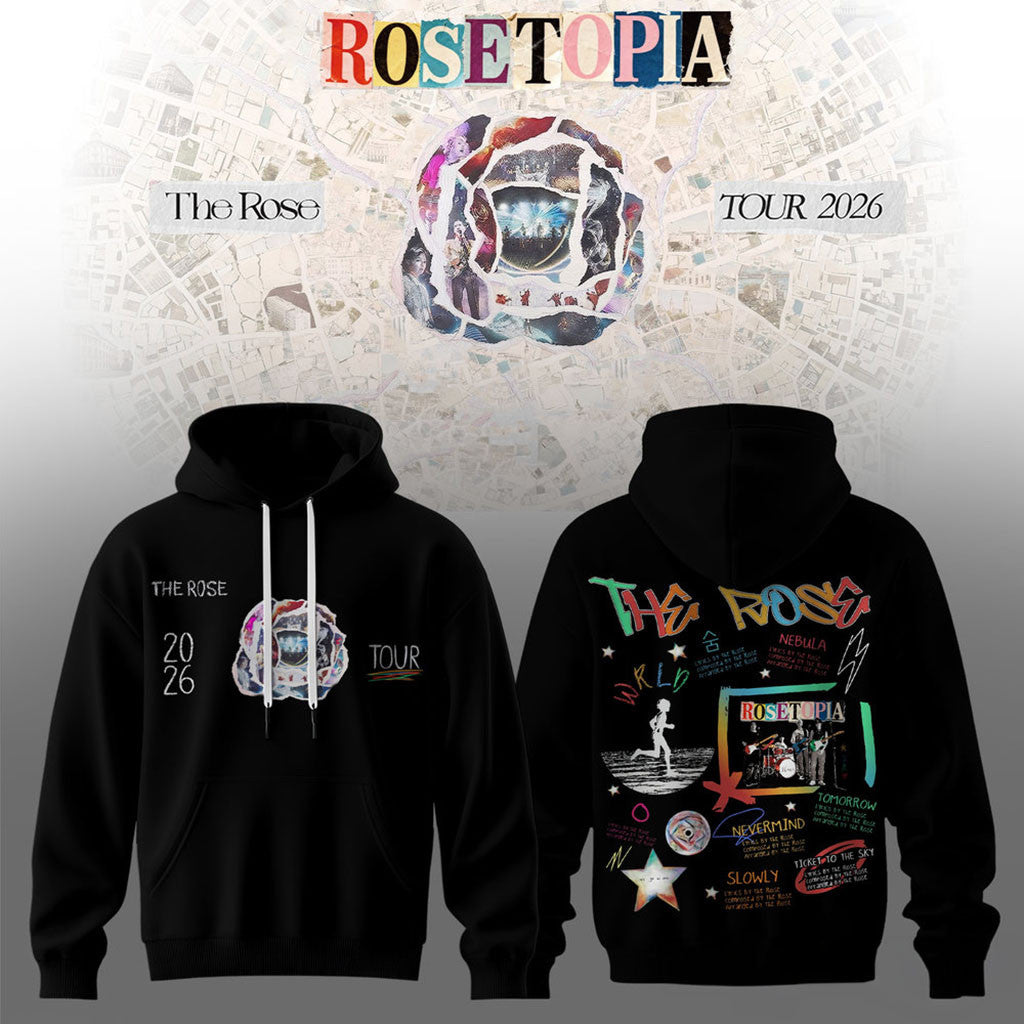 Rosetopia The Rose Tour 2026 Live Session Hoodie Black The Rose Merch Rock Lovers Gifts - Merchluma