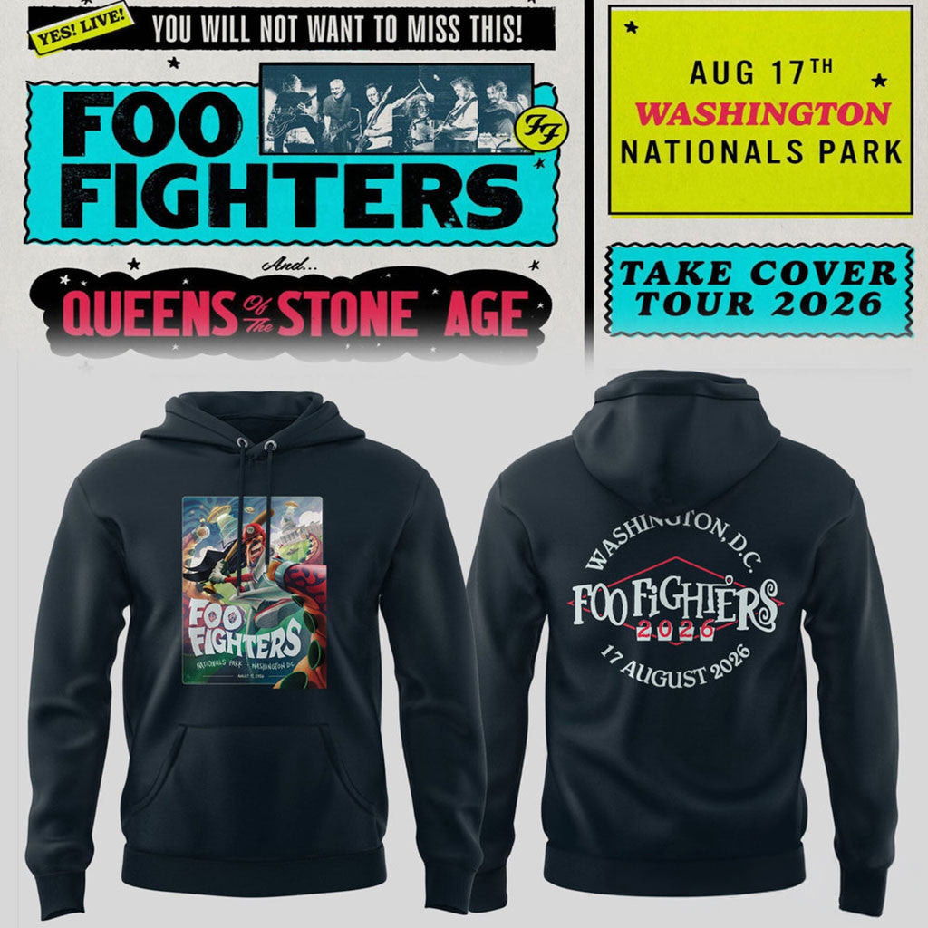 Foo Fighters Take Cover Tour 2026 Washington DC Nationals Park Hoodie Foo Fighters Merch - Merchluma