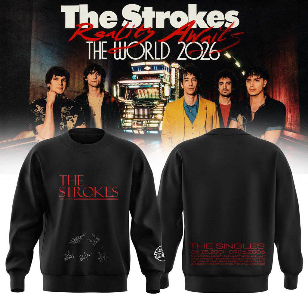 The Strokes Reality Awaits World Tour 2026 NYC Signature Sweatshirt The Strokes Merch Black - Merchluma