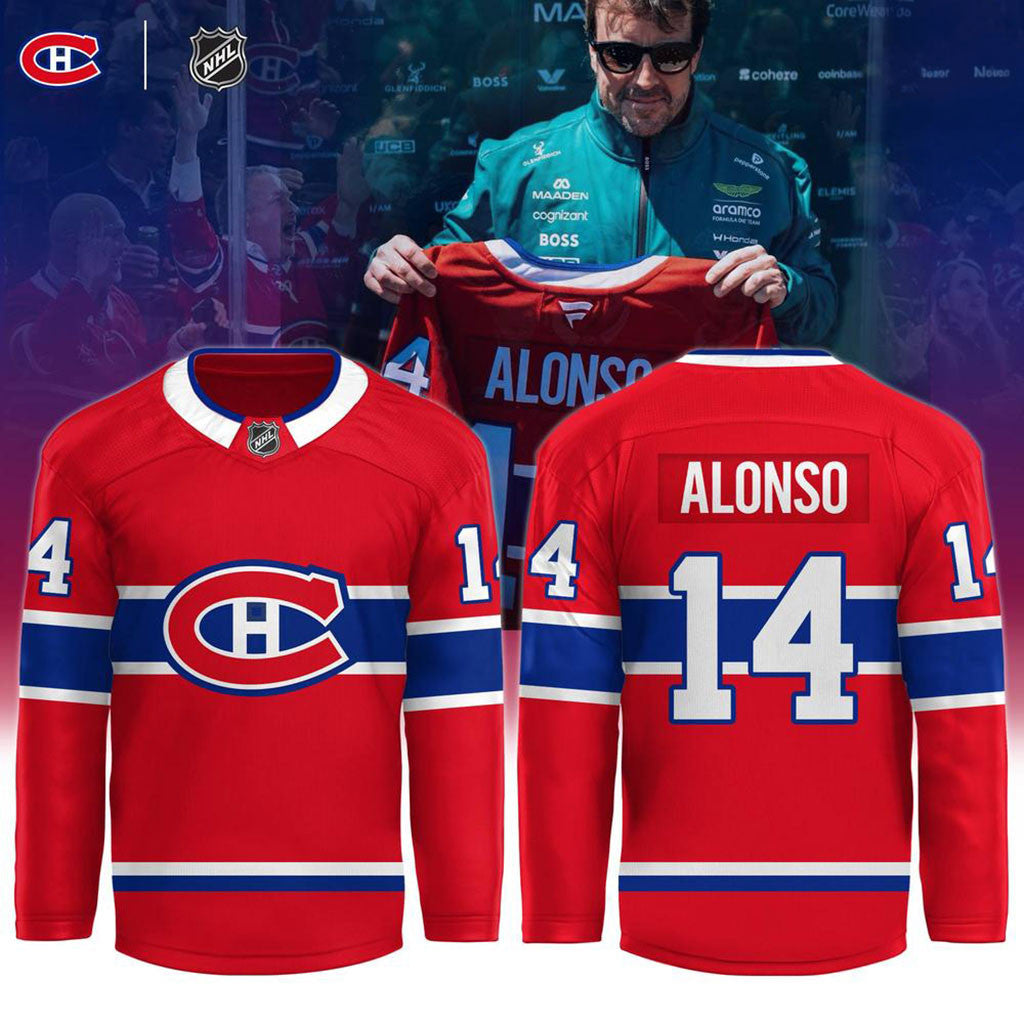 Fernando Alonso 14 Montreal Canadiens Hockey Jersey Canadiens Merch Gifts For Hockey Fan - Merchluma