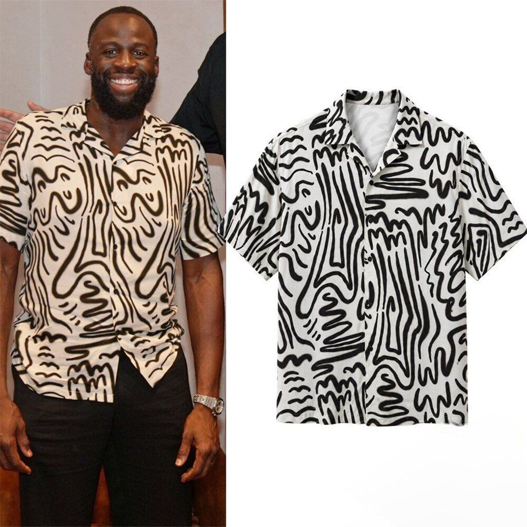 Draymond Green Abstract Line Art Hawaiian Shirt Golden State Warriors Merch Gifts For Fan - Merchluma
