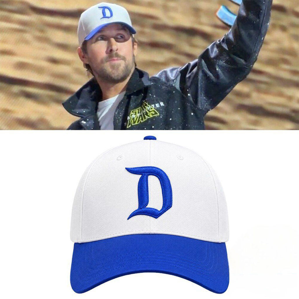Ryan Gosling Vintage Disneyland Blue D Logo Baseball Cap Embroidered Ryan Gosling Merch - Merchluma