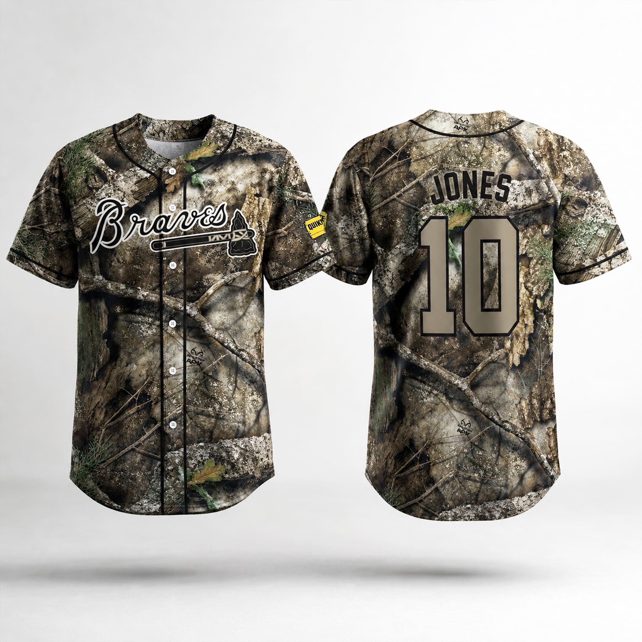 2026 Braves Hunting Camo Jersey Jones No 10 Jersey Atlanta Braves Merch Fan Gifts - Merchluma