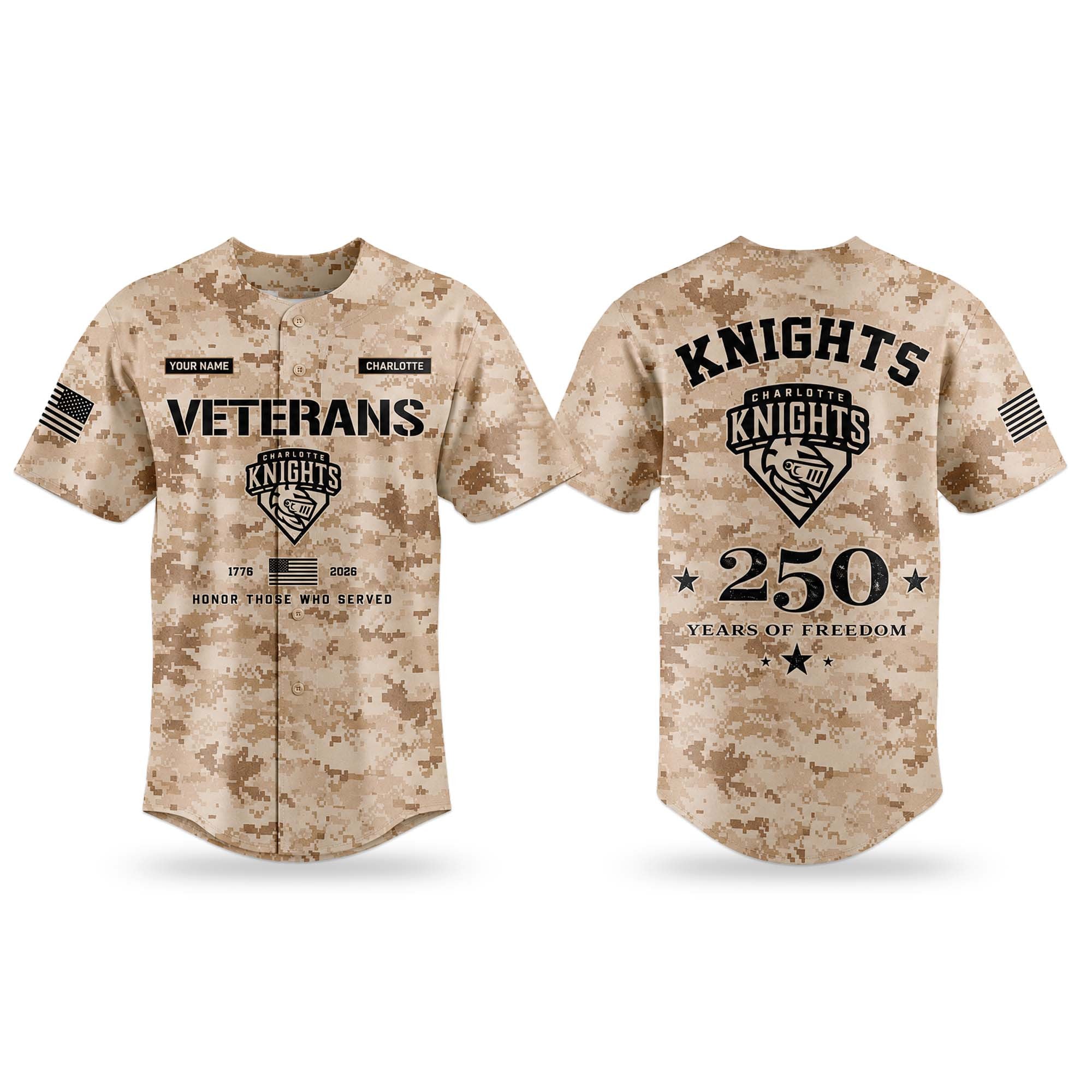 Personalized 2026 Knights Veterans Day 250 Years Of Freedom Jersey Knights Merch Best Gifts - Merchluma